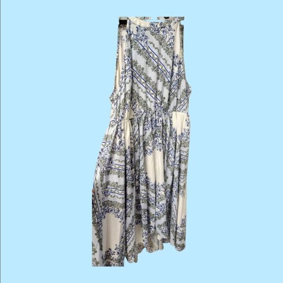 TORRID Floral High Neck Bandana Challis Blue & White Midi Dress M/L - Picture 8 of 13